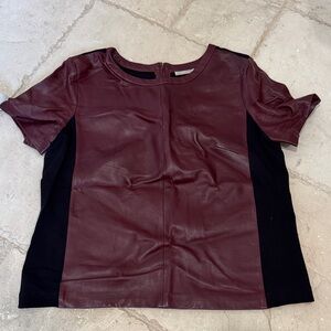 Halogen Women's Burgundy and Black genuine Leather Top sz L